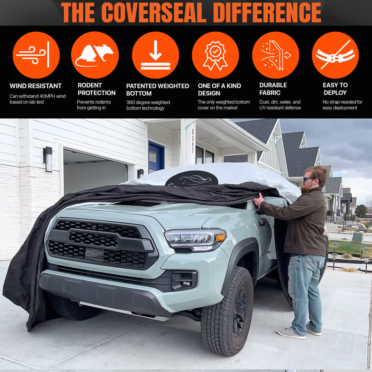 CoverSeal Heavy-Duty Weighted Truck Cover - Superior Rodent Protection